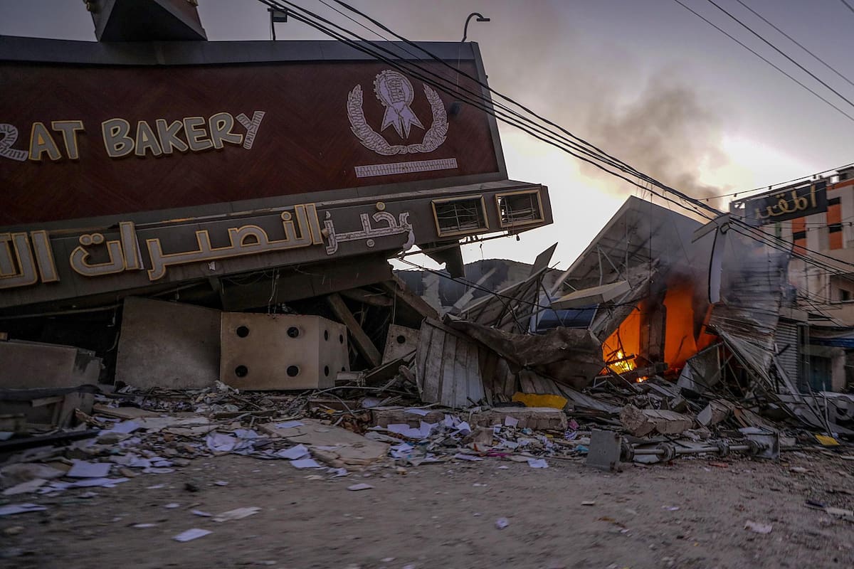 Gaza (-), 18/10/2023.- The rubble of a destroyed bakery at Al Nusairat refugee camp in the central Gaza Strip, 18 October 2023. More than 3,400 Palestinians and 1,400 Israelis have been killed according to the Israel Defense Forces (IDF) and the Palestinian Health authority since Hamas militants launched an attack against Israel from the Gaza Strip on 07 October. Israel has warned all citizens of the Gaza Strip to move to the south ahead of an expected invasion. EFE/EPA/MOHAMMED SABER