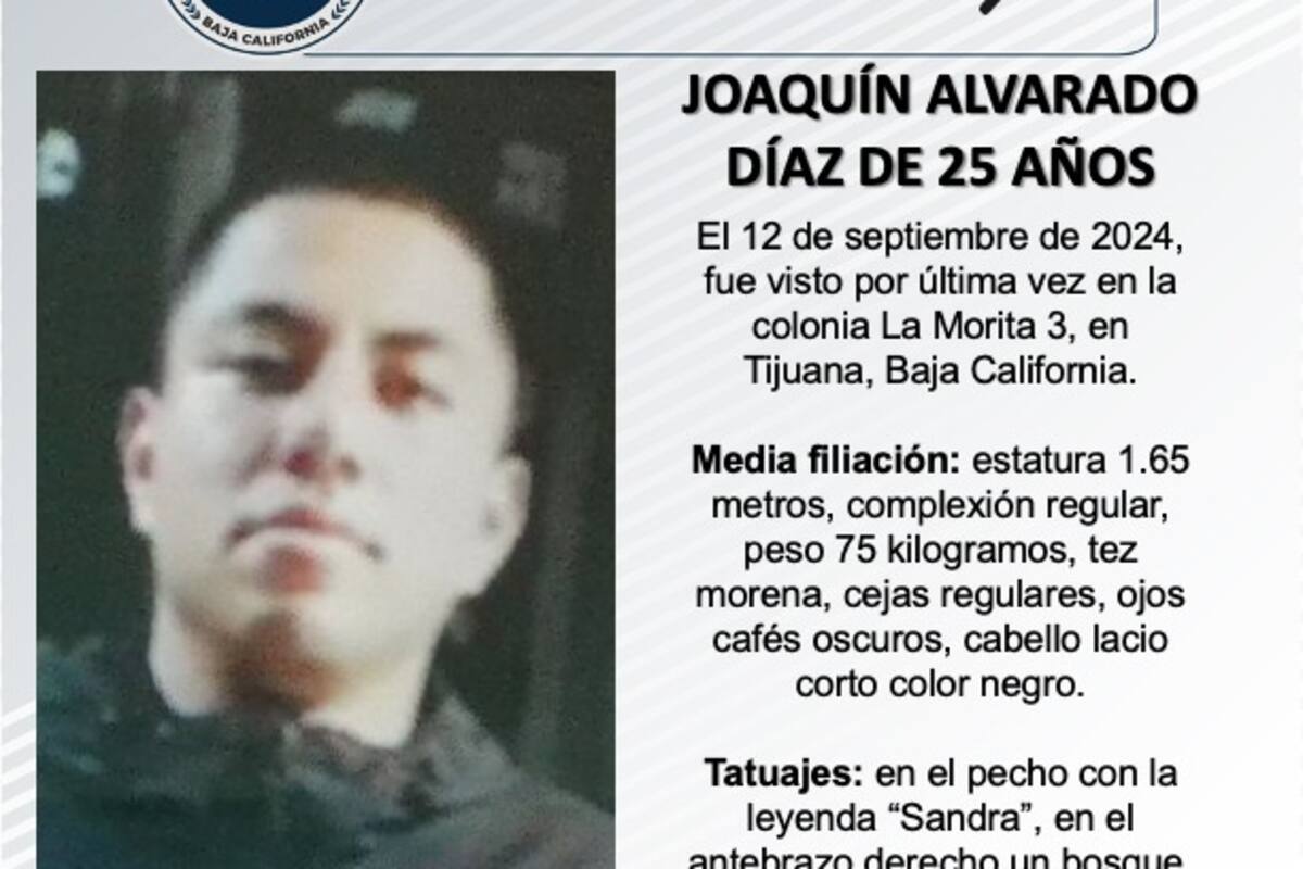 Se busca a Joaquín Alvarado Díaz de 25 años de edad