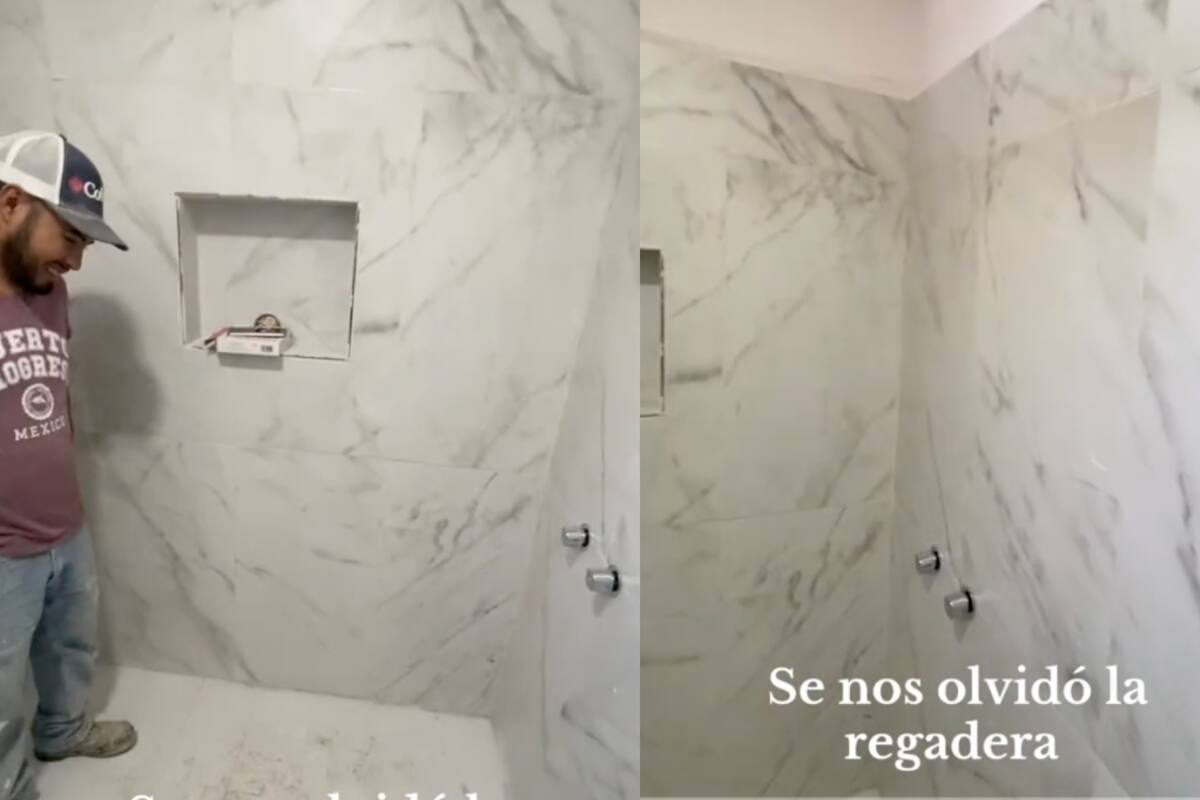 Al terminar de construir un baño, albañiles se dan cuenta de un error: ¡olvidaron instalar la regadera!