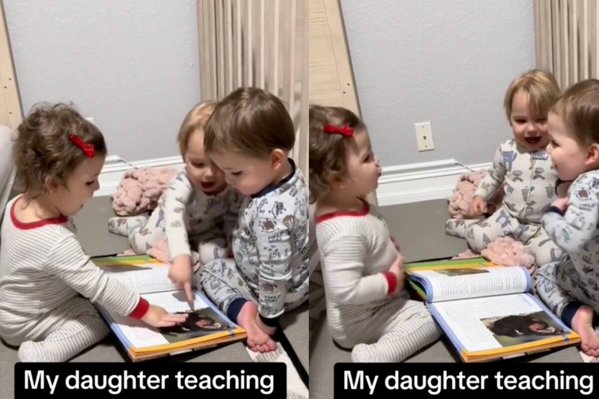 Niña sorprende a sus padres al hacer de maestra frente a sus dos hermanitos varones (VIDEO)