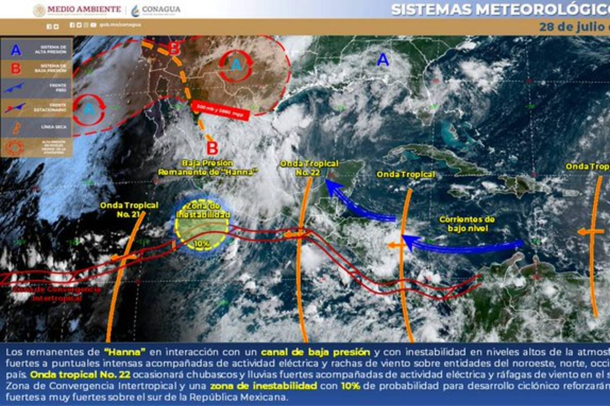 Clima hoy: Se pronostican lluvias puntuales intensas para Durango, Jalisco, Nuevo León, San Luis Potosí, Sinaloa, Tamaulipas y Zacatecas