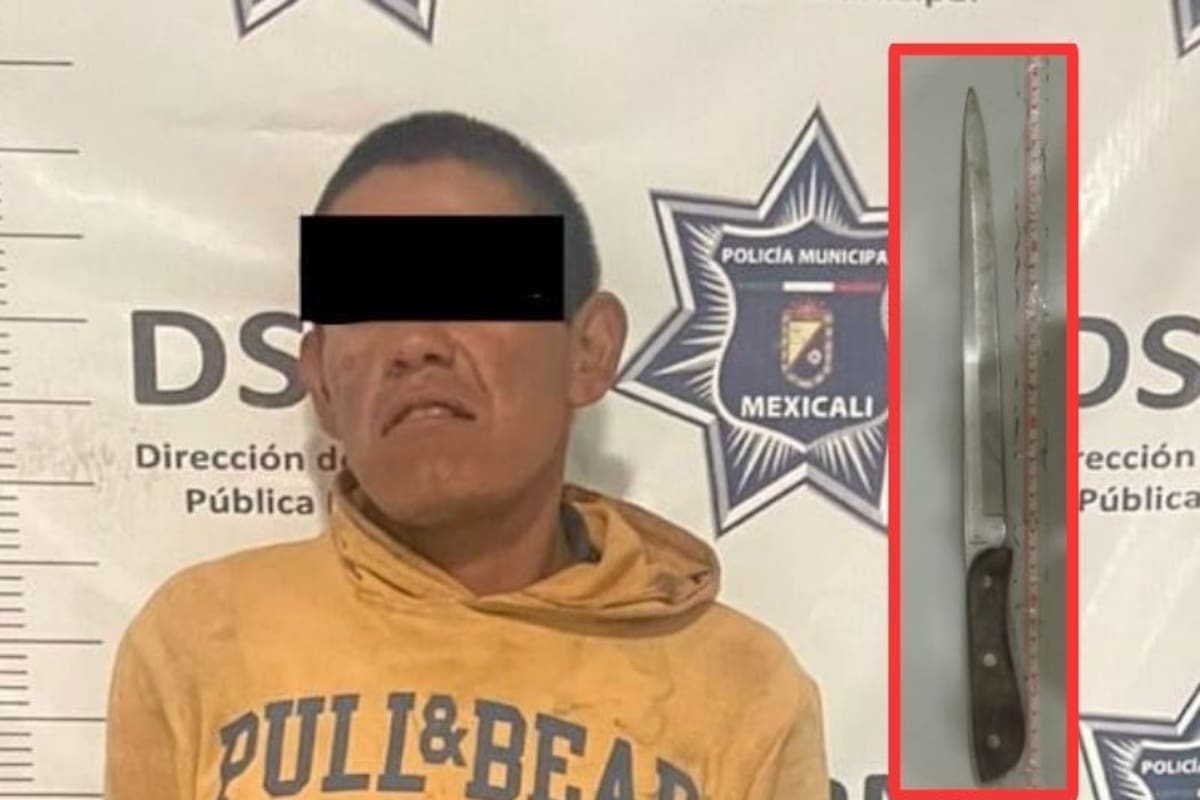 Sujeto con orden de aprehensión activa es detenido por portar cuchillo