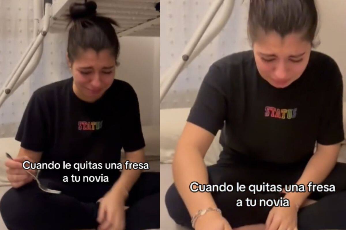 Mujer rompe en llanto porque su novio le quitaba una fresa mientras comía