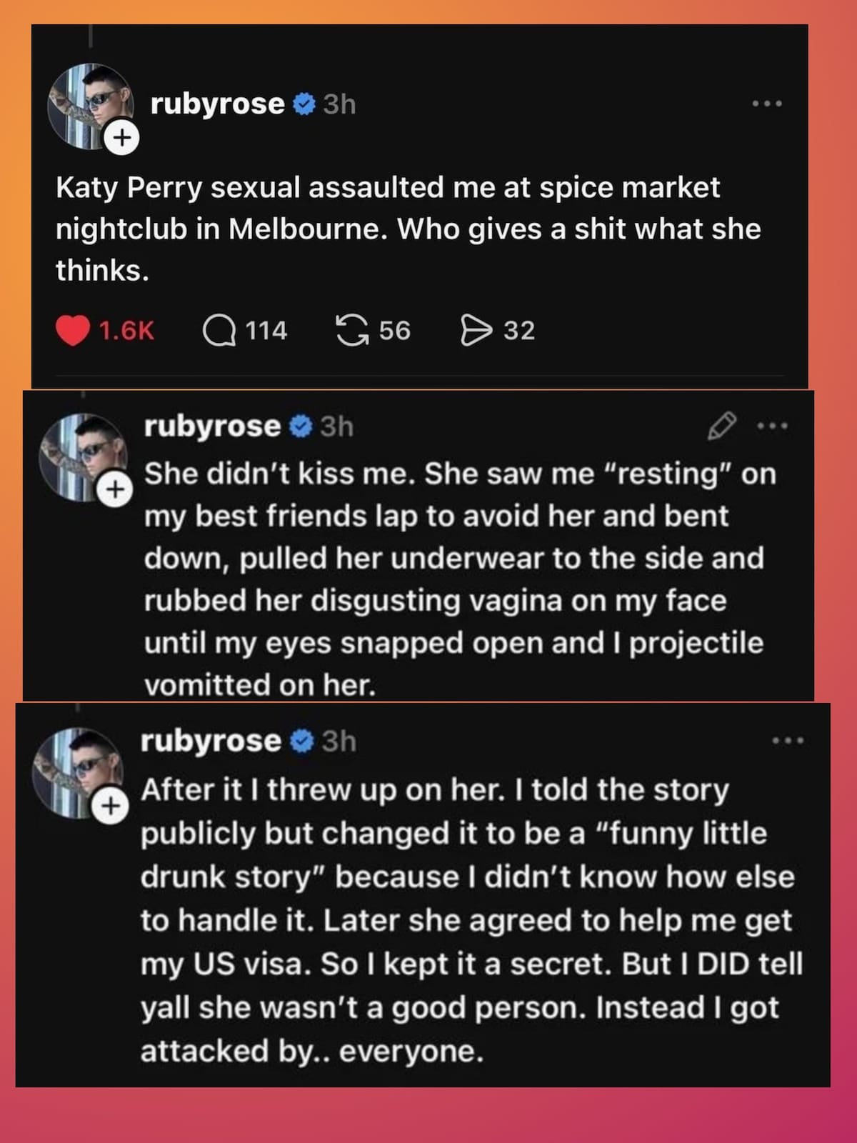 La modelo expone presunto abuso sexual por parte de Katy Perry.