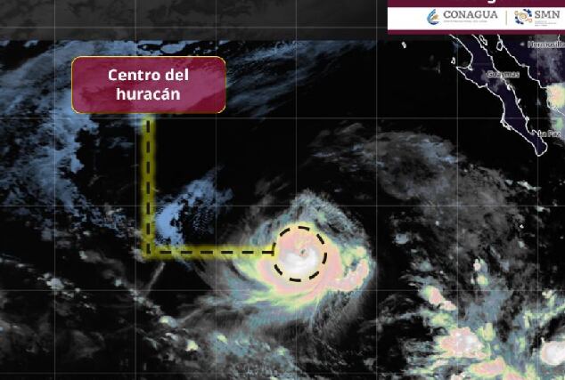El Huracán Karina, aunque alcanzó la categoría 4 este lunes 31 de agosto, se encuentra lejos de las costas mexicanas. | Crédito: SMN/Conagua