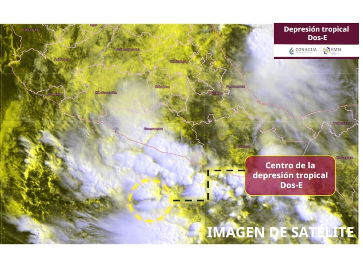 El sistema se localiza frente al Pacífico sur mexicano, a 190 kilómetros al sur de Acapulco, Guerrero. | Crédito: SMN/Conagua