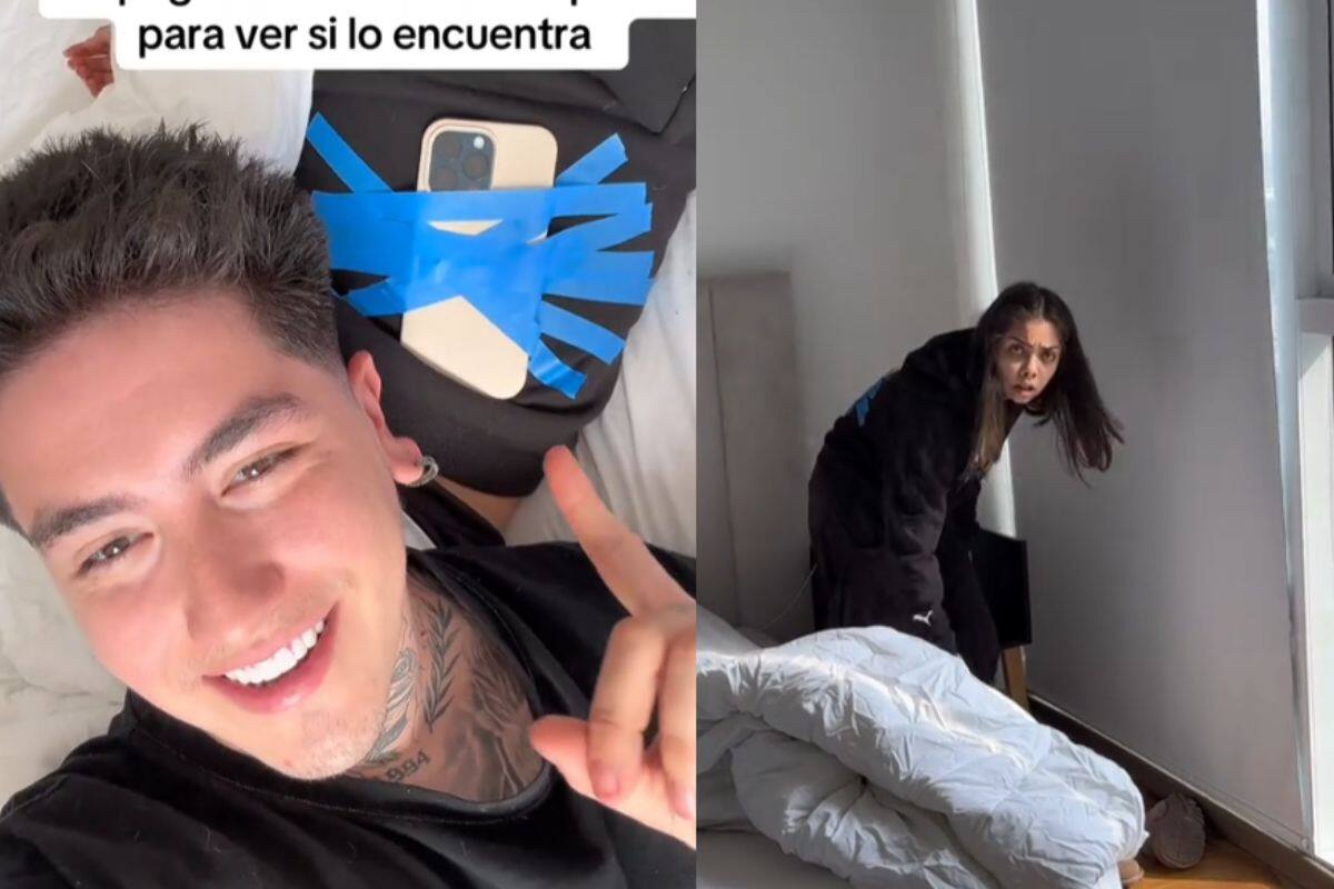 Influencer adhiere el celular en la espalda de su pareja para ver si lo encuentra