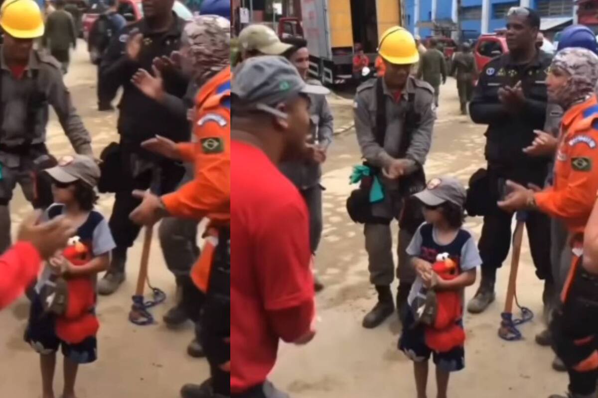 VIDEO VIRAL: Bomberos intentan animar a un chico que perdió su casa