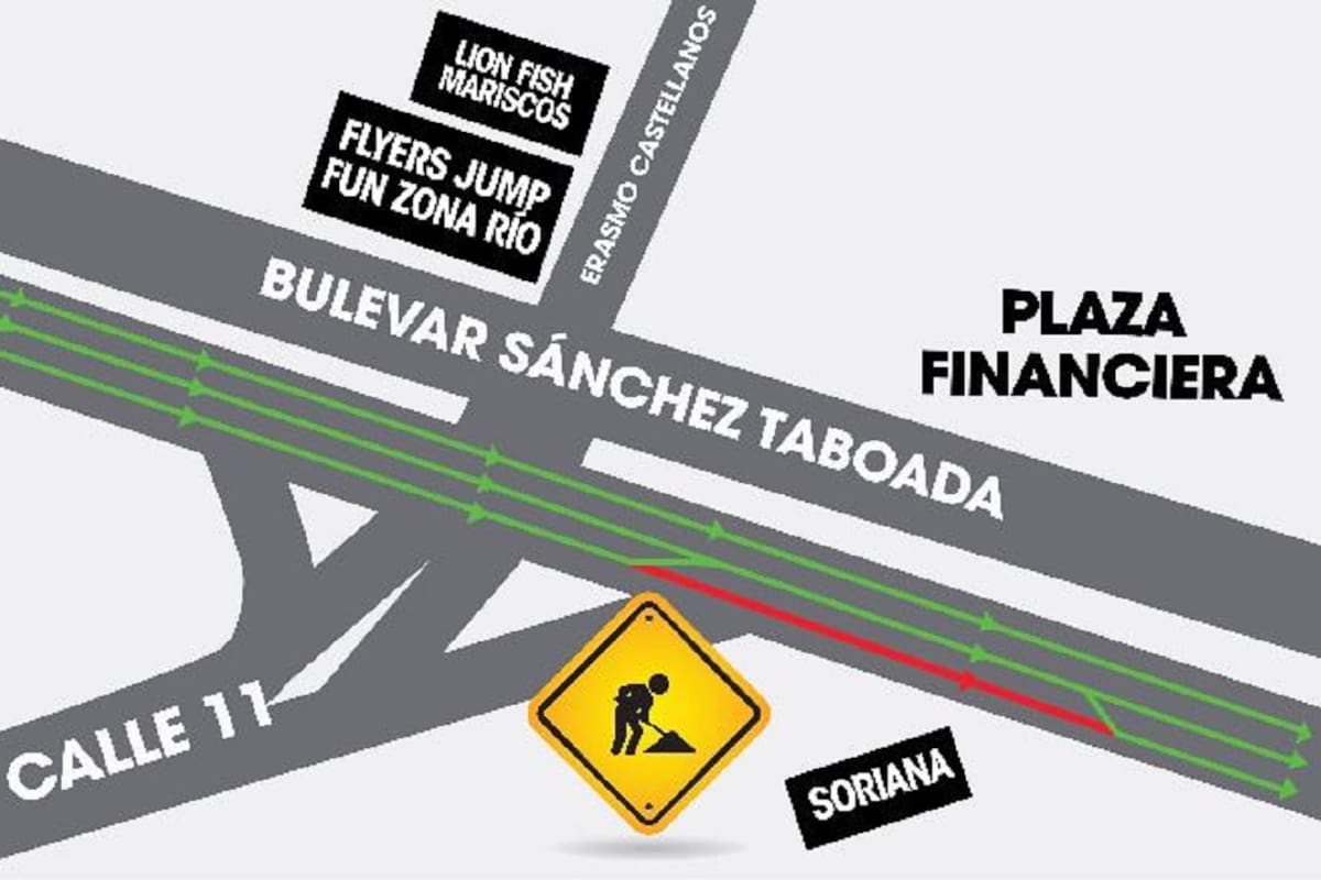 Informan sobre cierre parcial de tramo en bulevar Sánchez Taboada y Calle 1 por trabajos