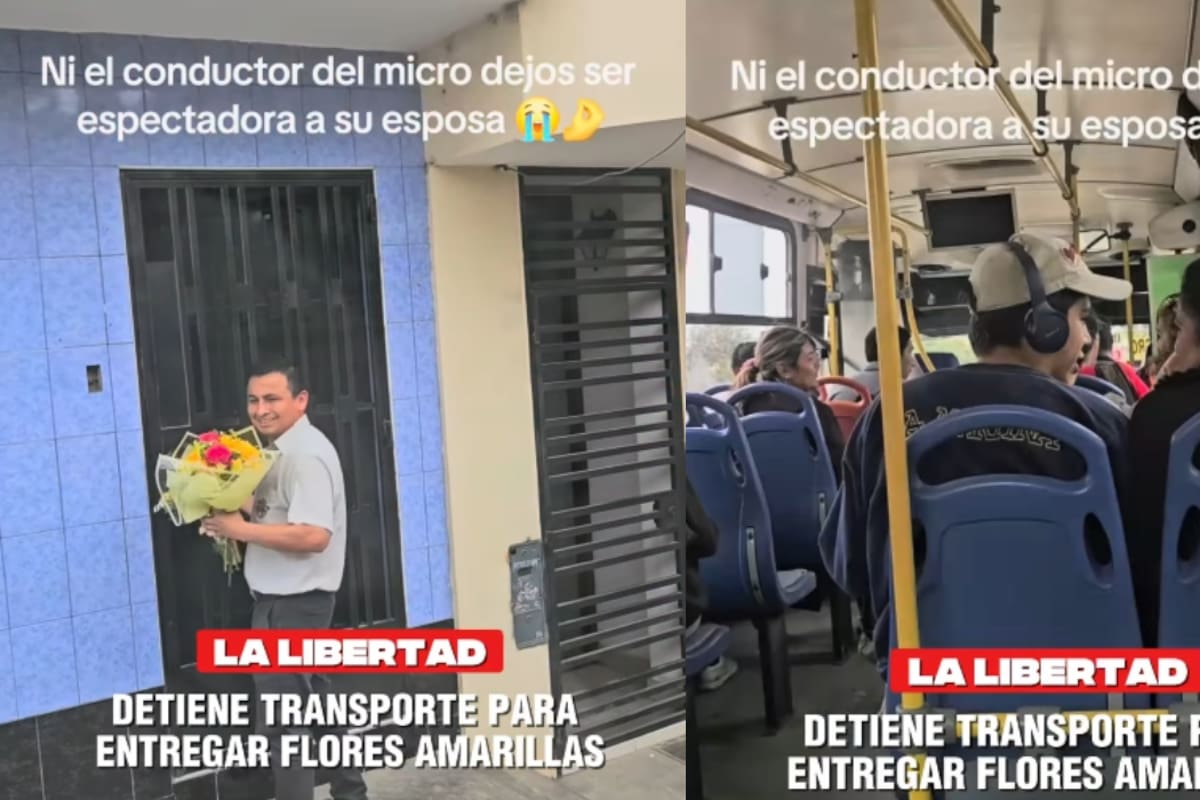 Pasajeros de camión presencian cómo el chofer se detiene en su casa para darle flores amarillas a su esposa