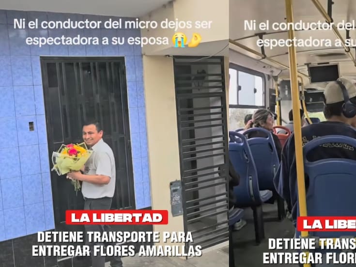 Pasajeros de camión presencian cómo el chofer se detiene en su casa para darle flores amarillas a su esposa
