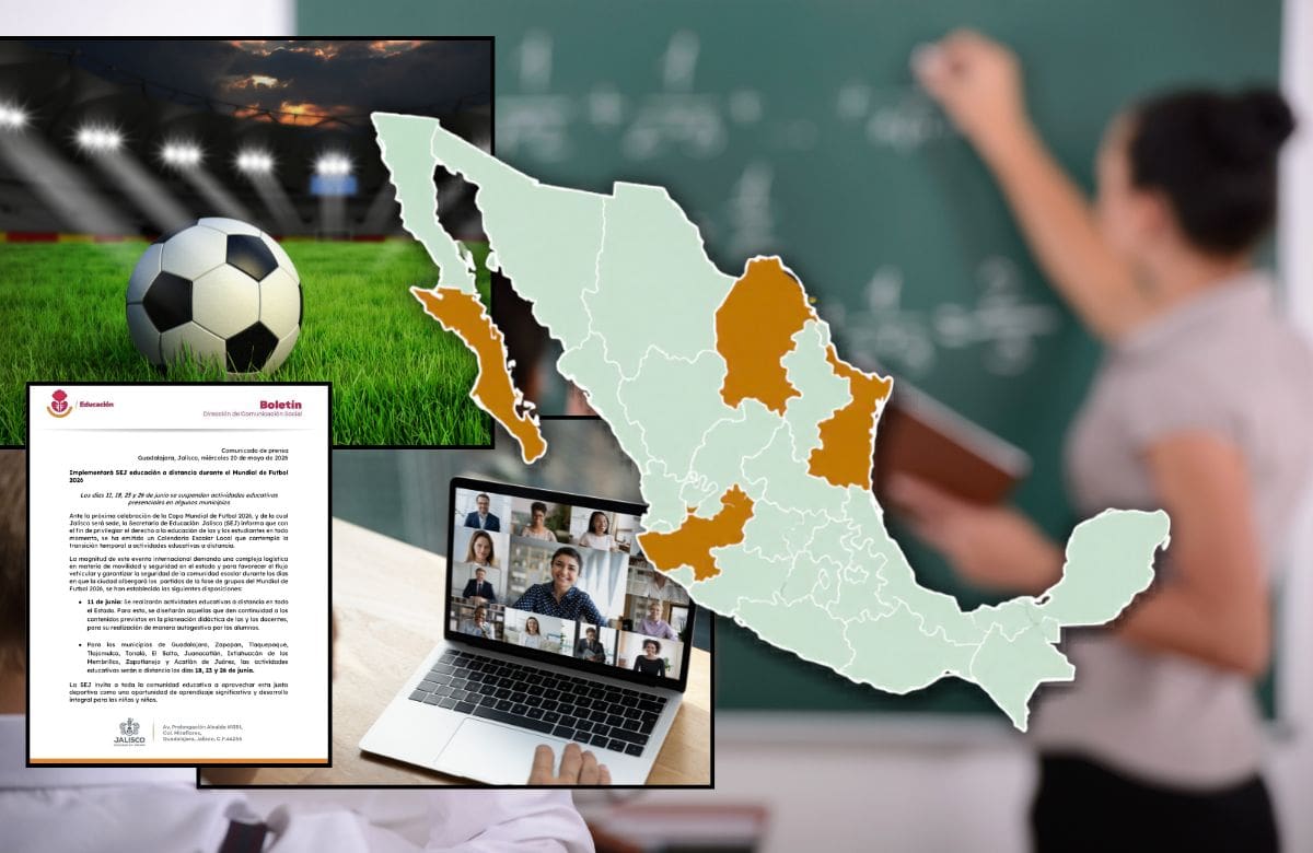 La medida contempla clases virtuales el 11 de junio en todo el estado y también los días 18, 23 y 26 de junio en municipios donde se prevén ajustes por la logística del Mundial 2026. | Foto: SEJ/Especial GH.