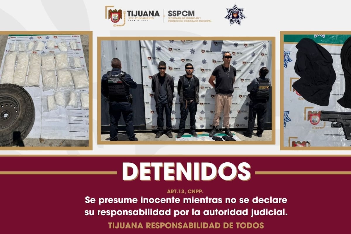 Detienen a tres con 38 kilos de presunto “cristal” tras robo de vehículo en Tijuana