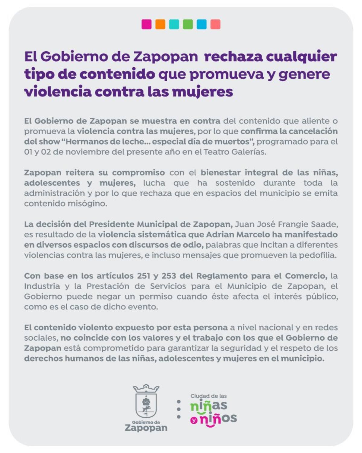 Cancelan presentación de Adrián Marcelo y La Mole en Zapopan por contenido misógino