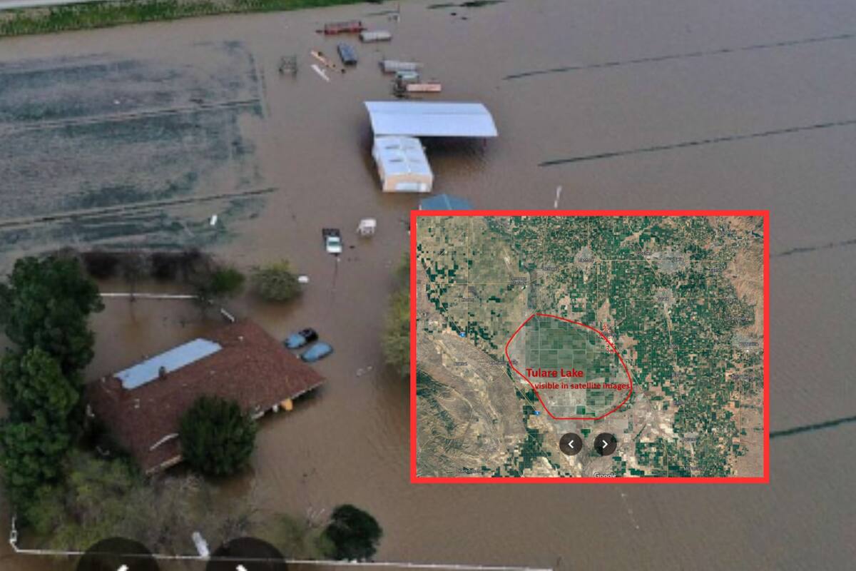 Emerge ‘lago fantasma’ Tulare en California tras 130 años e inunda granja