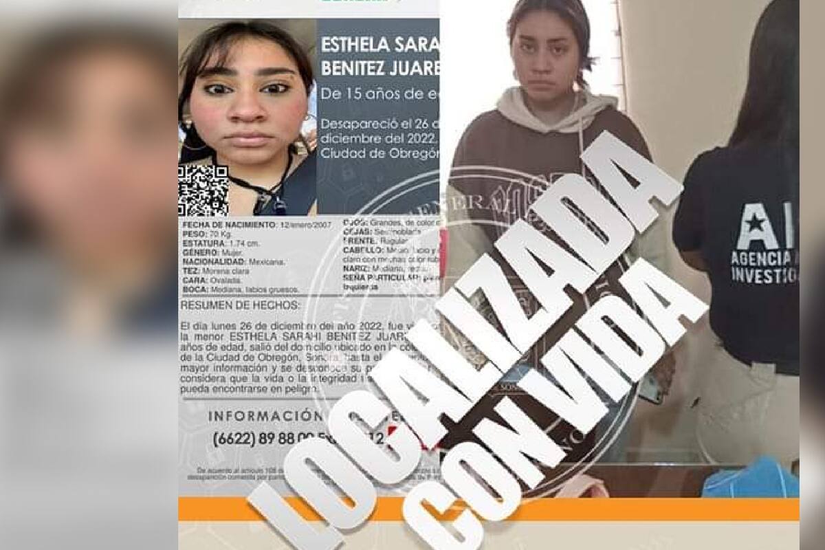 Esthela Sarahí, de 15 años, localizada sana y a salvo