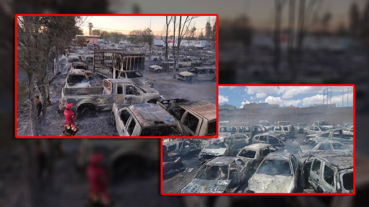 Velador termina intoxicado tras fuerte incendio en corralón de la FGR donde resultaron dañados más de 200 vehículos en Zacatecas