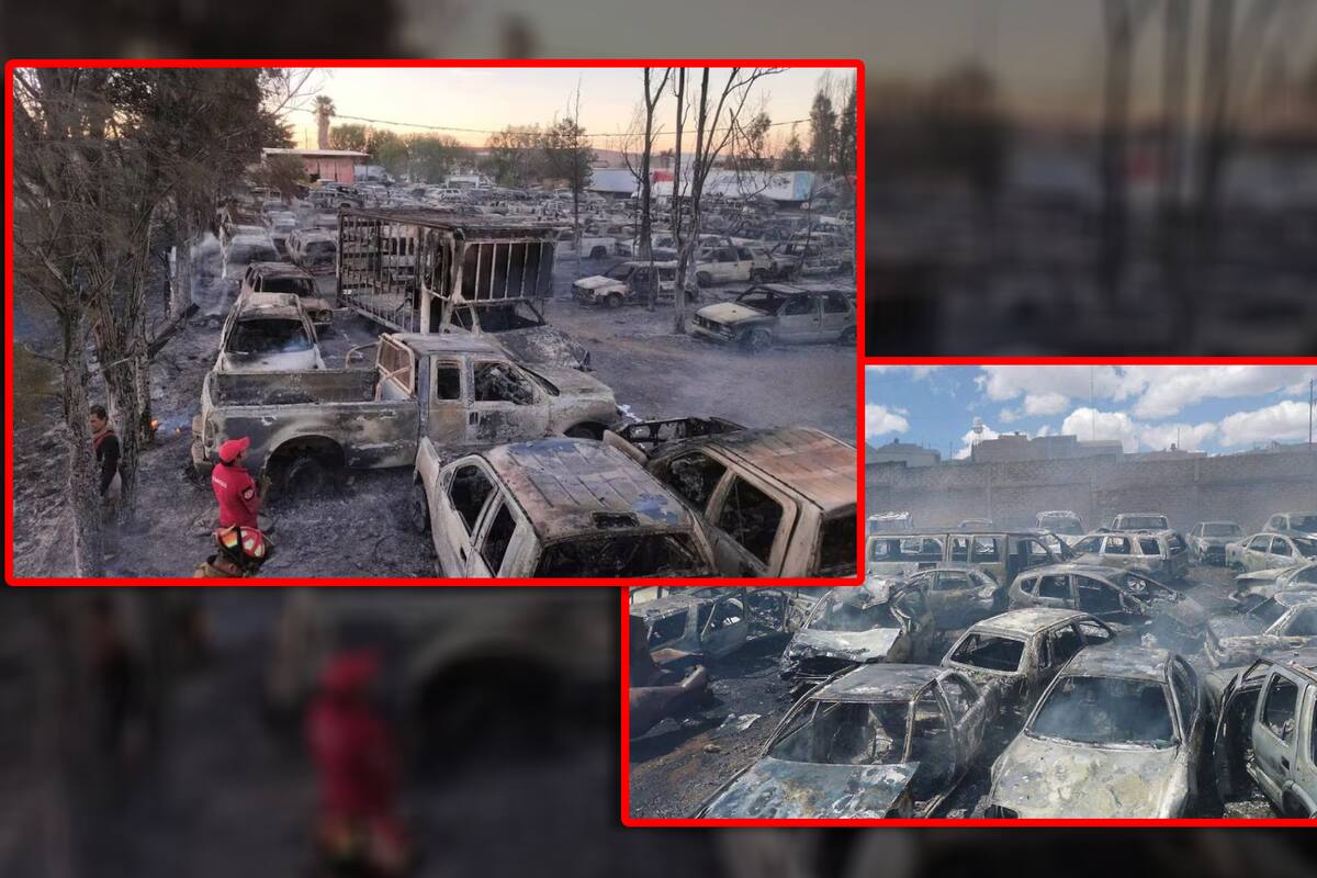 Velador termina intoxicado tras fuerte incendio en corralón de la FGR donde resultaron dañados más de 200 vehículos en Zacatecas