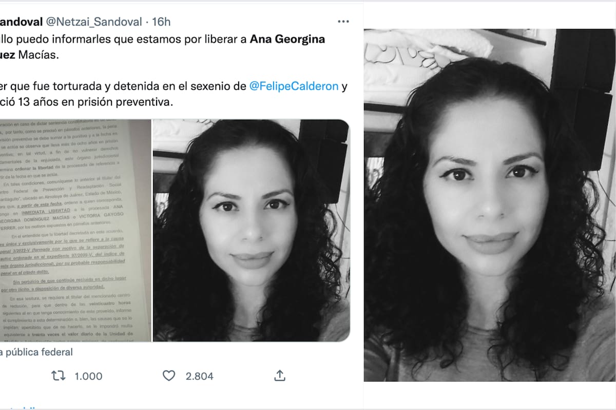 Liberan a Ana Georgina Domínguez tras pasar 13 años presa