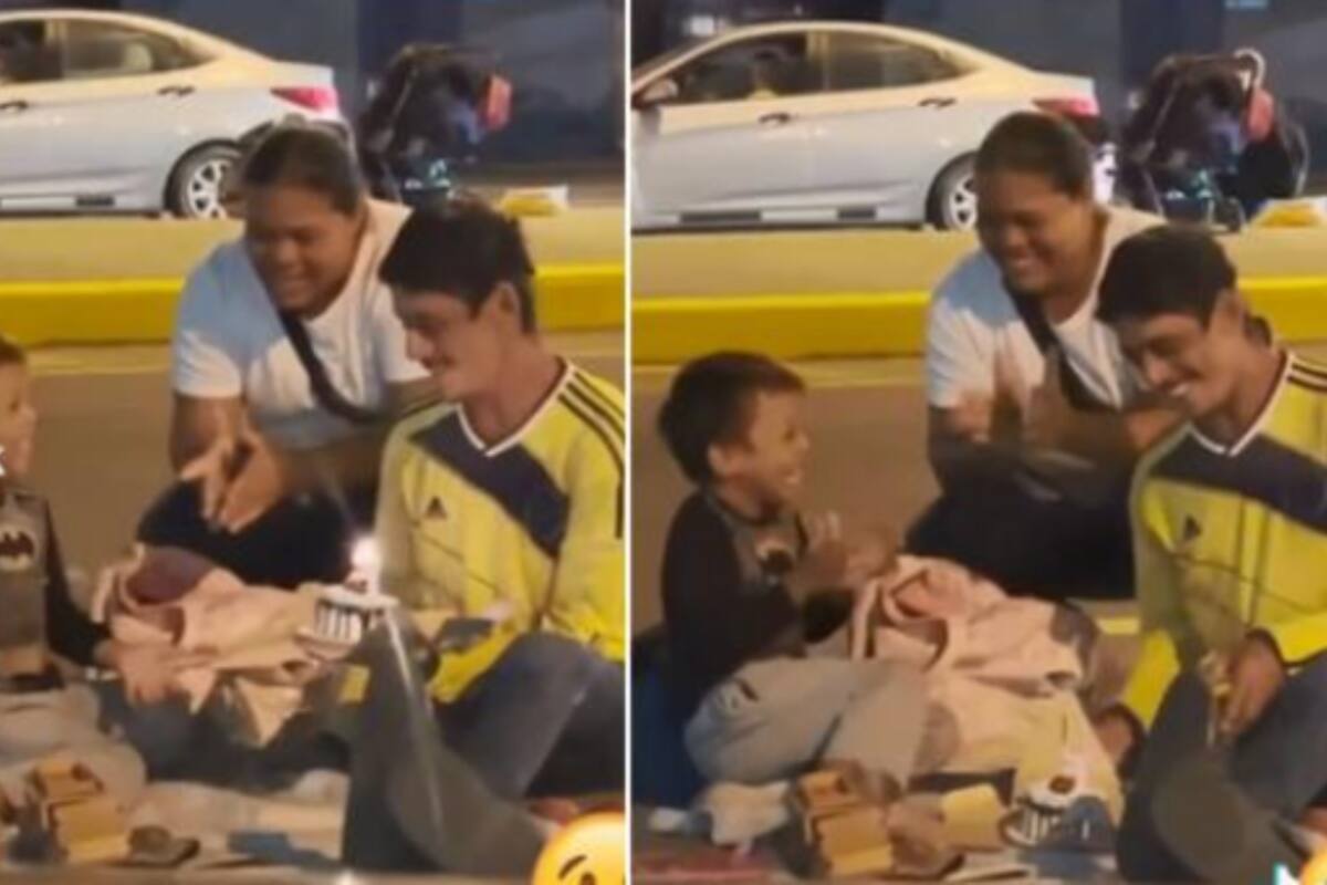 VIRAL: Padres celebran el cumpleaños de su hijo en plena calle