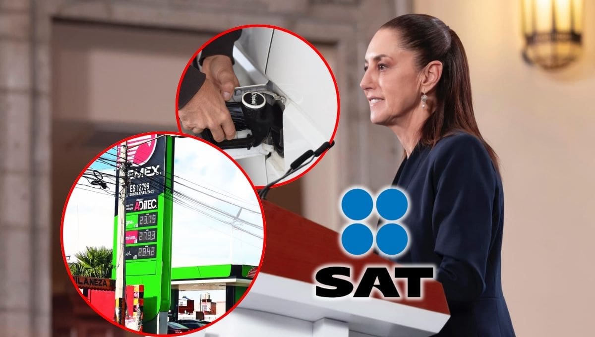 Sheinbaum reclama precio elevado del diésel y anuncia que se revisará situación con el SAT