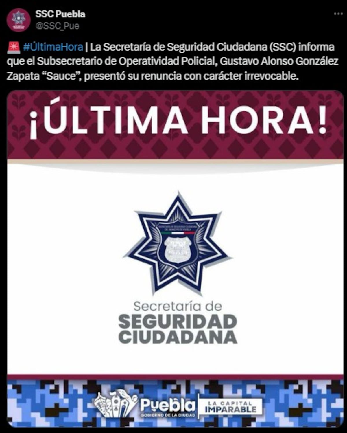 Crédito: SSC Puebla