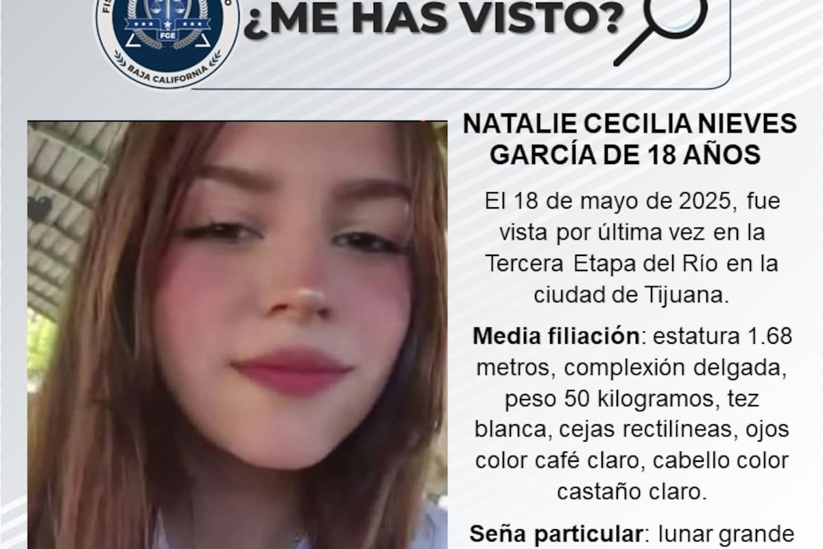 Se busca a Natalie Cecilia Nieves García de 18 años de edad