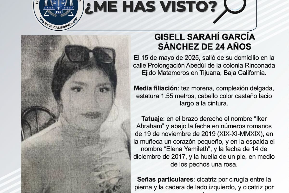 Se busca a Gisell Sarahí García Sánchez de 24 años