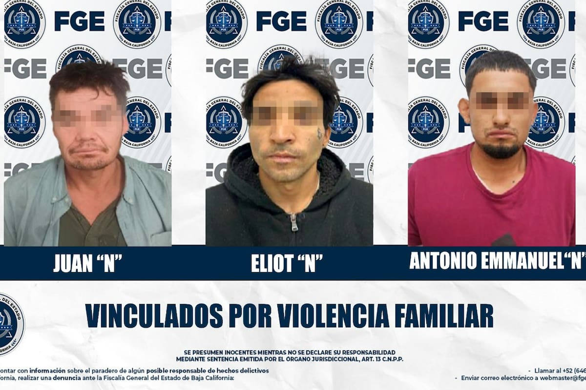 Prisión preventiva a tres hombres del Valle de Mexicali por agredir a sus madres
