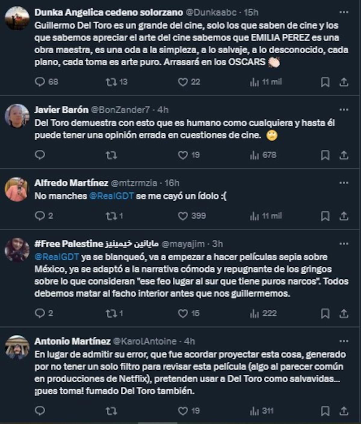 Tunden a Guillermo del Toro por elogiar a “Emilia Pérez” / Cuenta de X: @Cinepolis