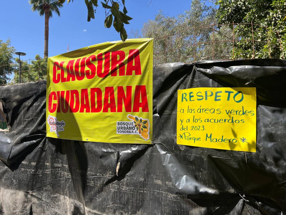 Colectivos ambientalistas realizan clausura ciudadana en el Parque Madero por la instalación de módulos comerciales en áreas verdes. | Julio A. Clark