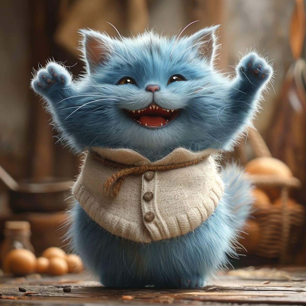 La imagen generada por la inteligencia artificial refleja a un Benito alegre y feliz.