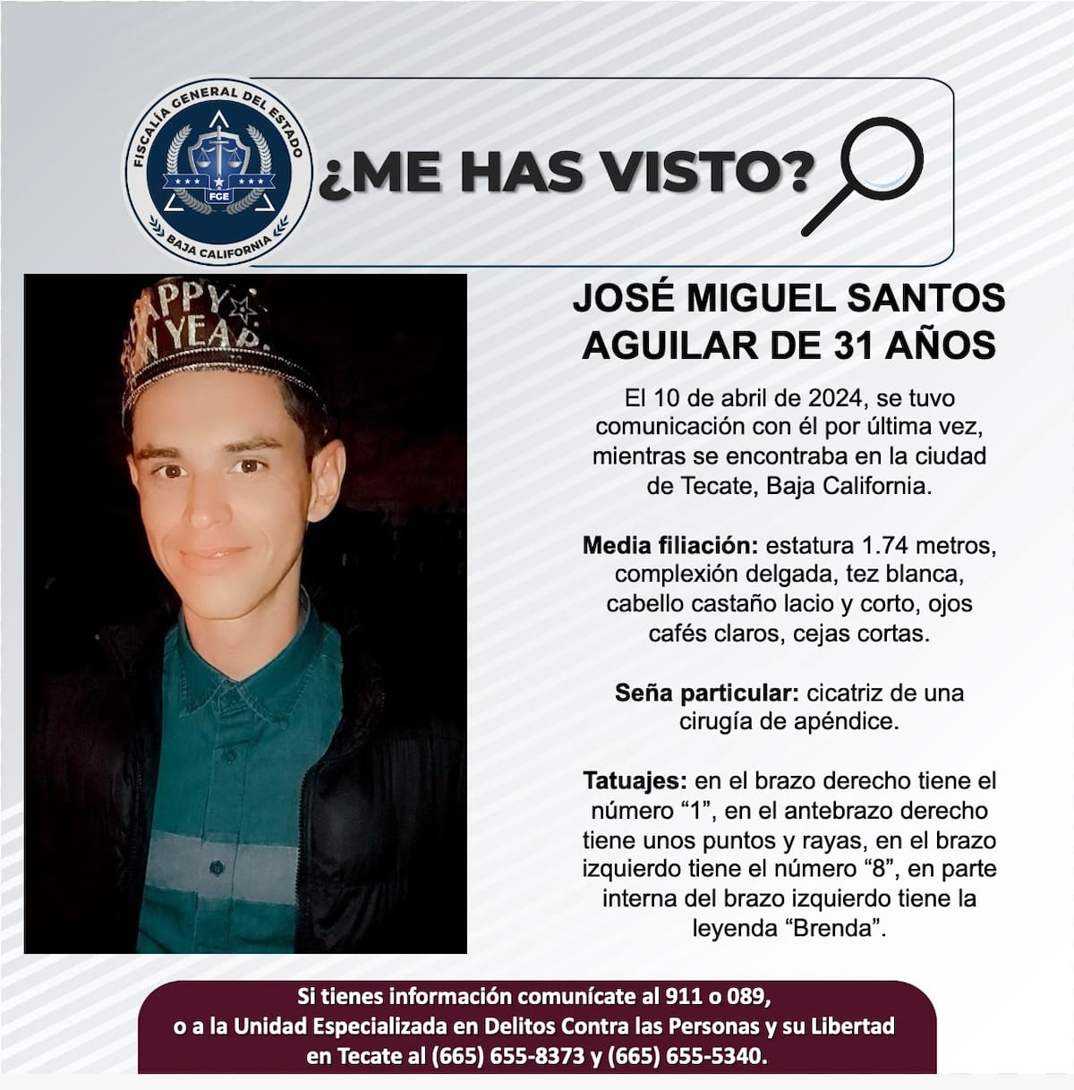 José Miguel Santos Aguilar fue visto por última vez el 10 de abril de 2024.