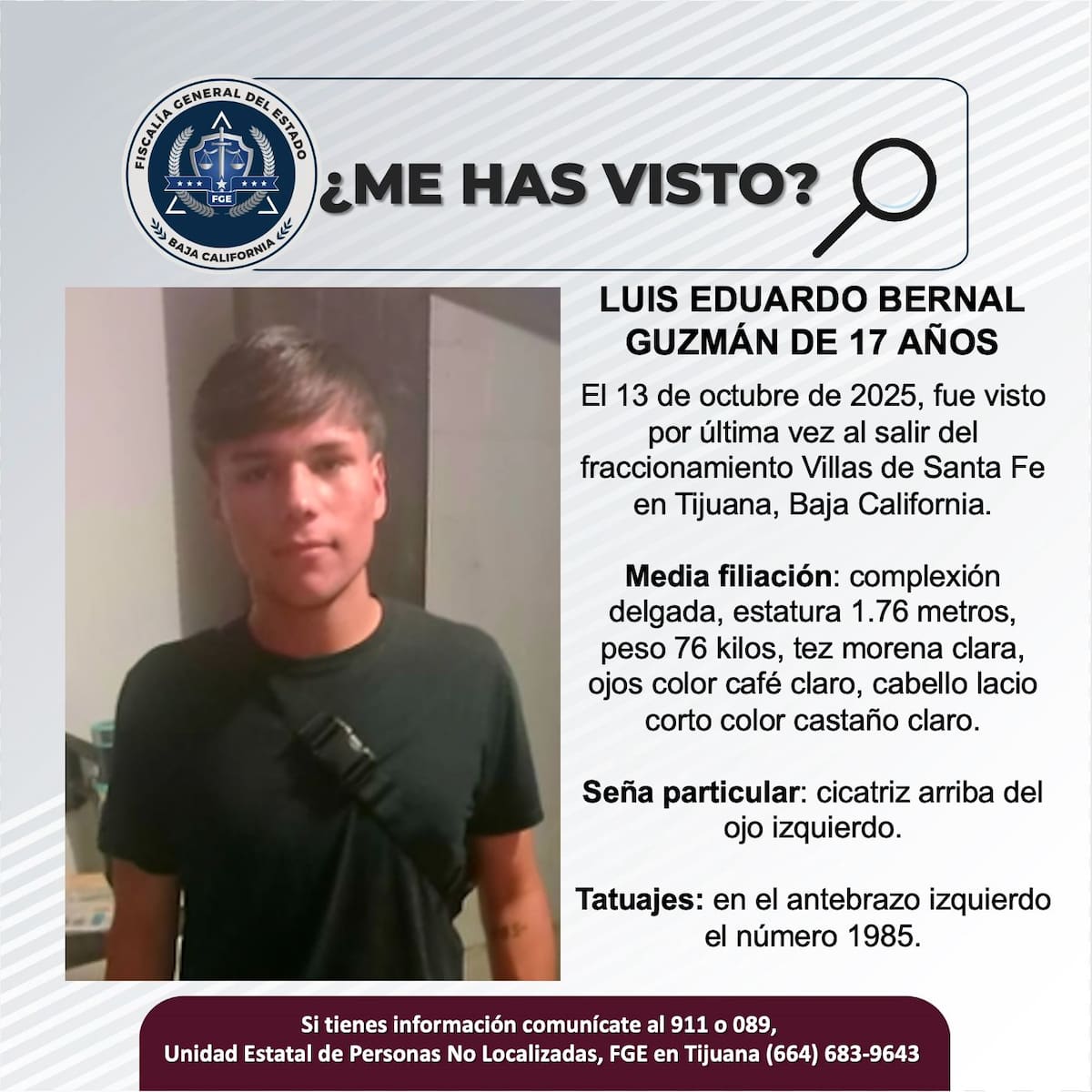 Fue visto por última vez el 13 de octubre de 2025