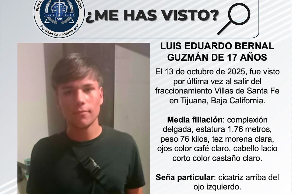 Se busca a Luis Eduardo Bernal Guzmán de 17 años de edad