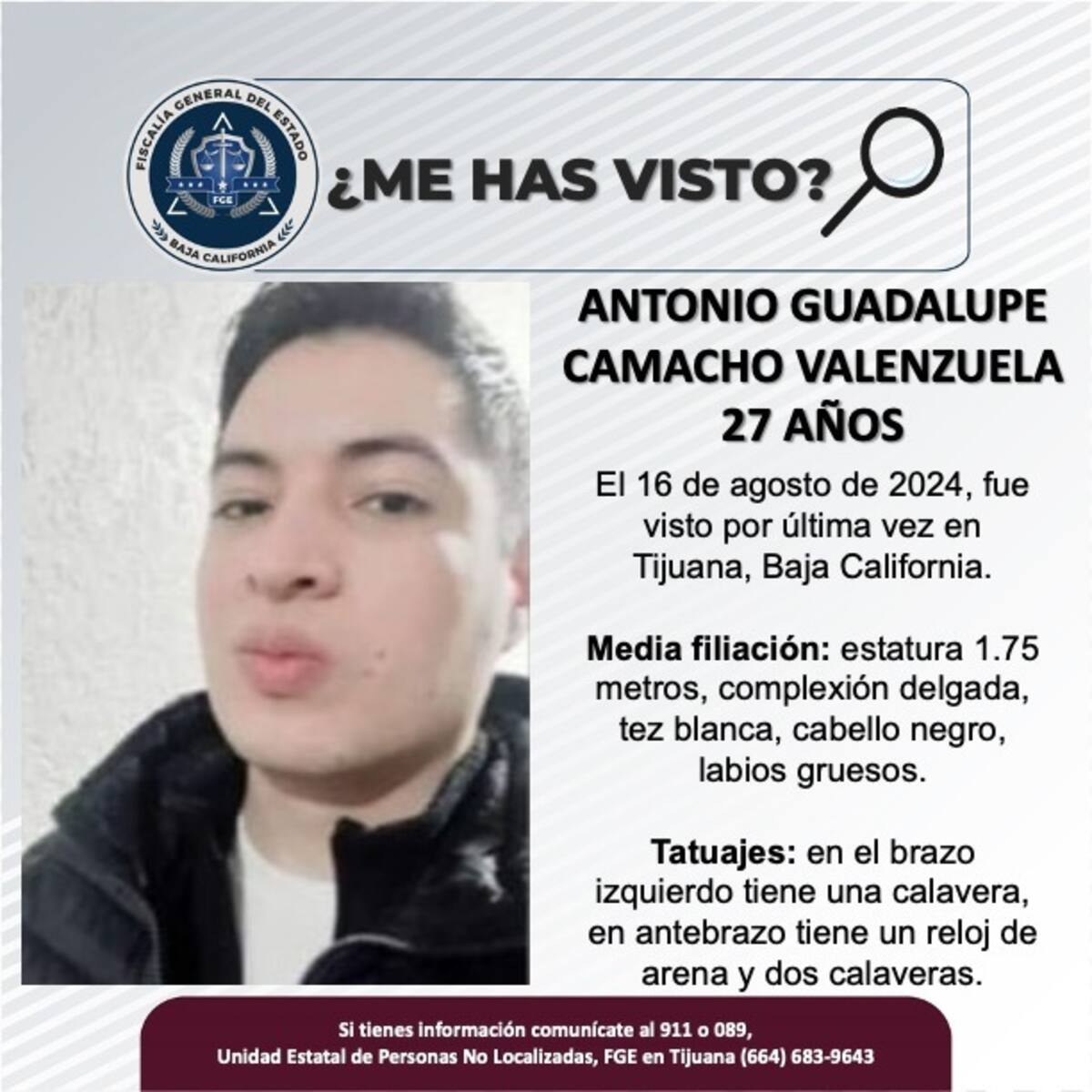El pasado 16 de agosto, se tuvo contacto con él por última vez a través de Messenger.