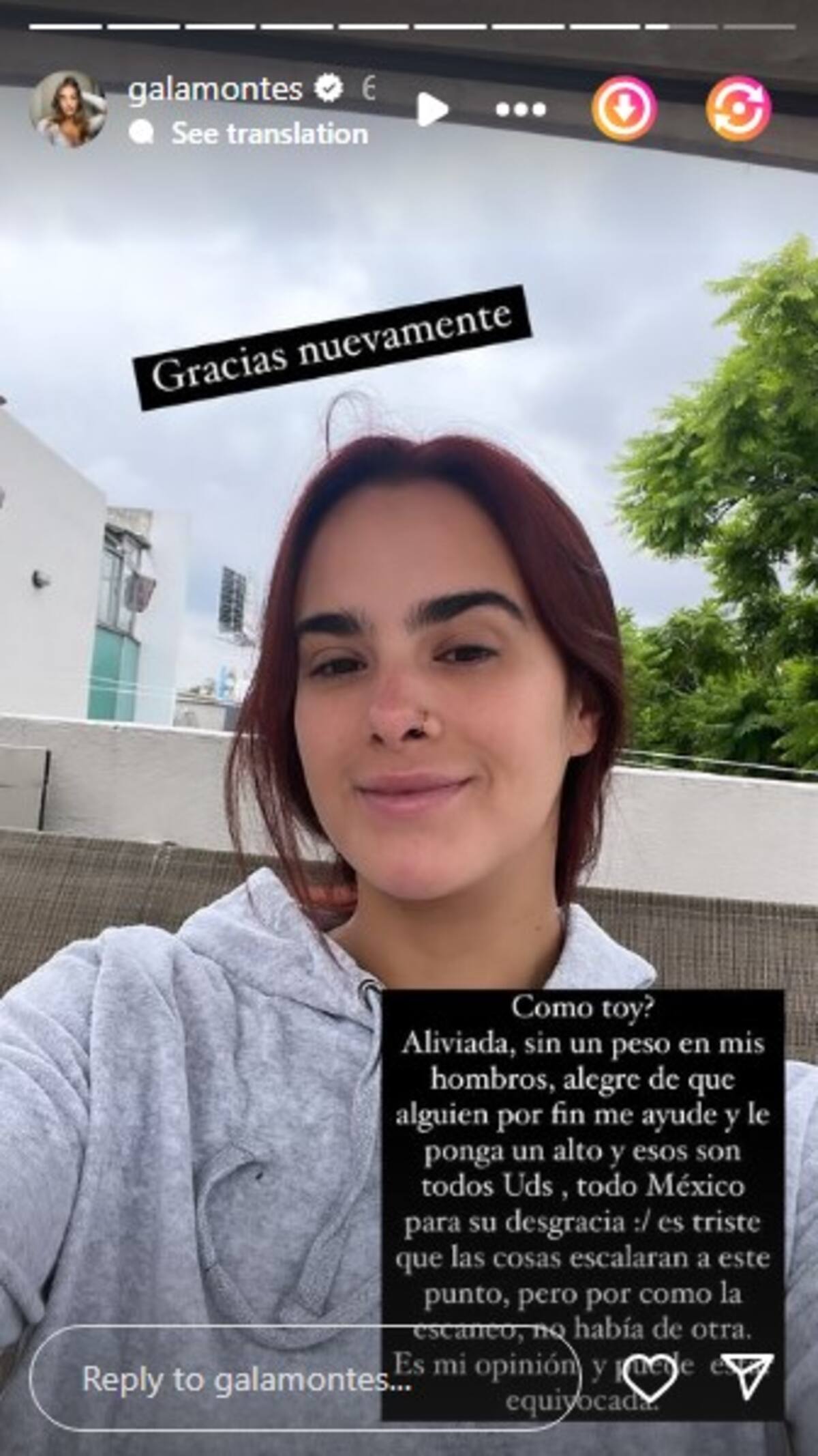 Gala Montes se siente aliviada tras exponer a su madre / Instagram: @galamontes