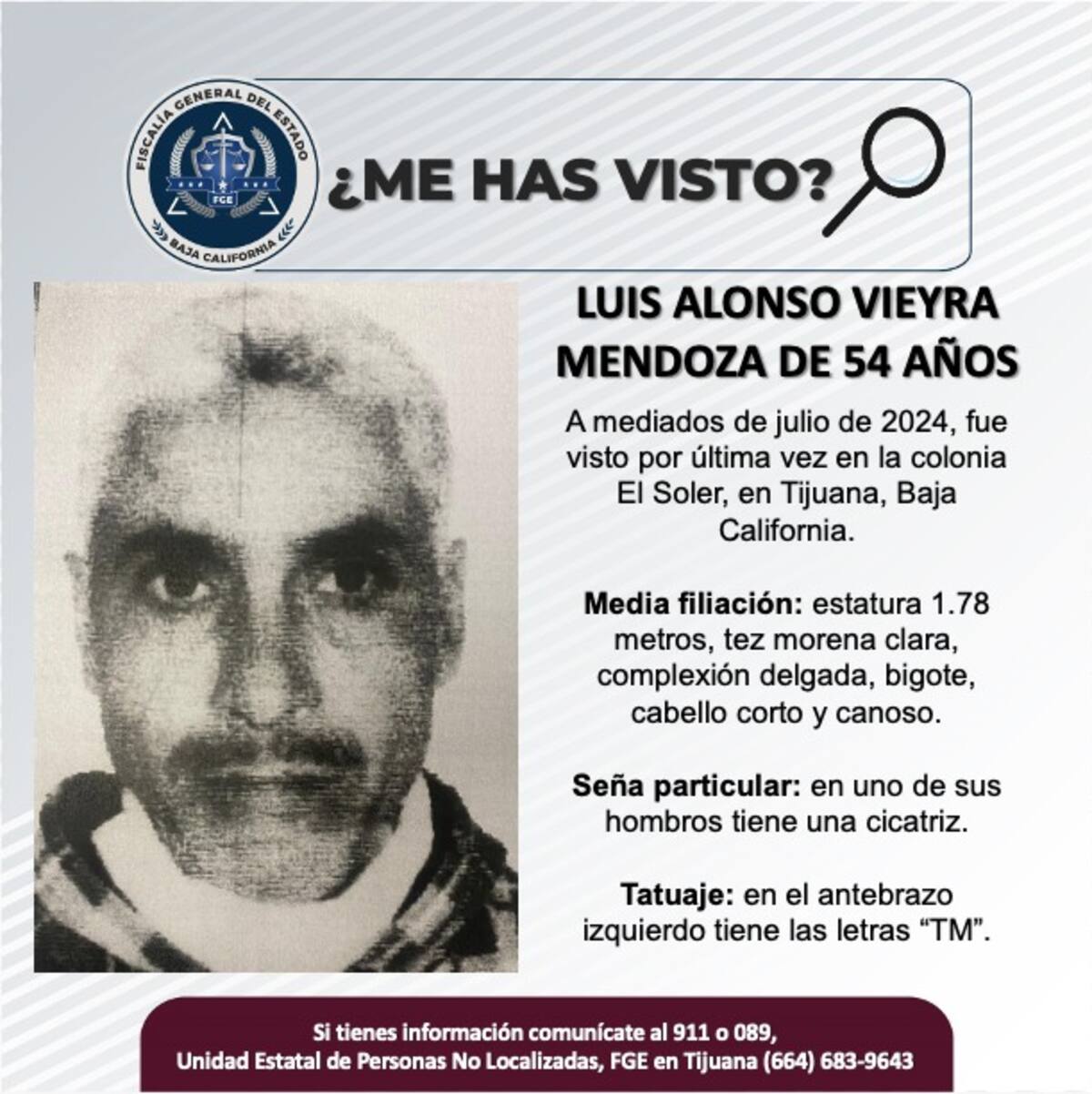 Luis Alonso Vieyra Mendoza fue visto por última vez a mediados de julio de 2024.