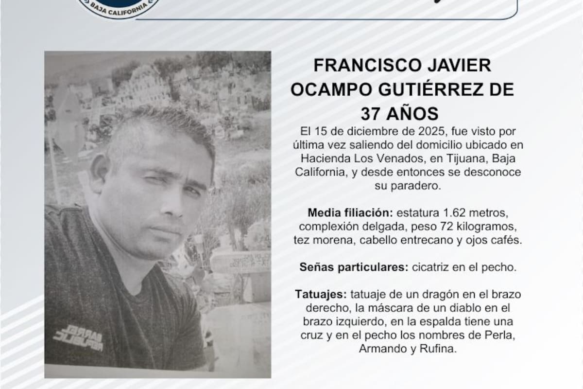 Se busca a Francisco Javier Ocampo Gutiérrez de 37 años