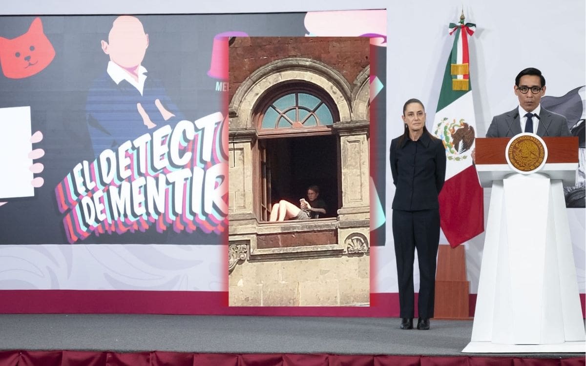 Infodemia admite error y ofrece disculpa tras calificar como falso video viral de mujer asoleándose en Palacio Nacional; revisión revela uso parcial de IA. | Crédito: Presidencia/Redes sociales