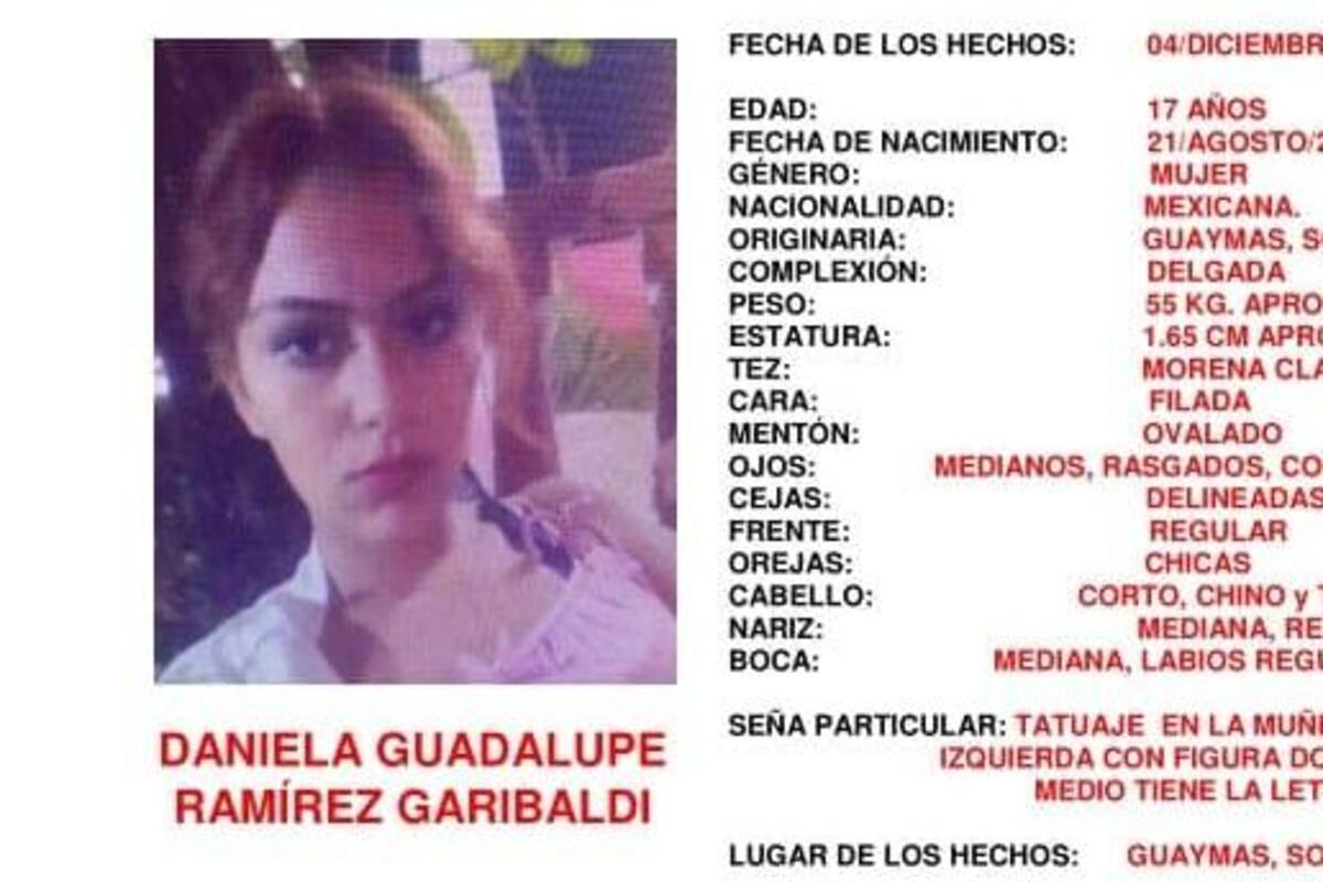 Activan Alerta Amber Sonora para localizar a Daniela Guadalupe Ramírez Garibaldi