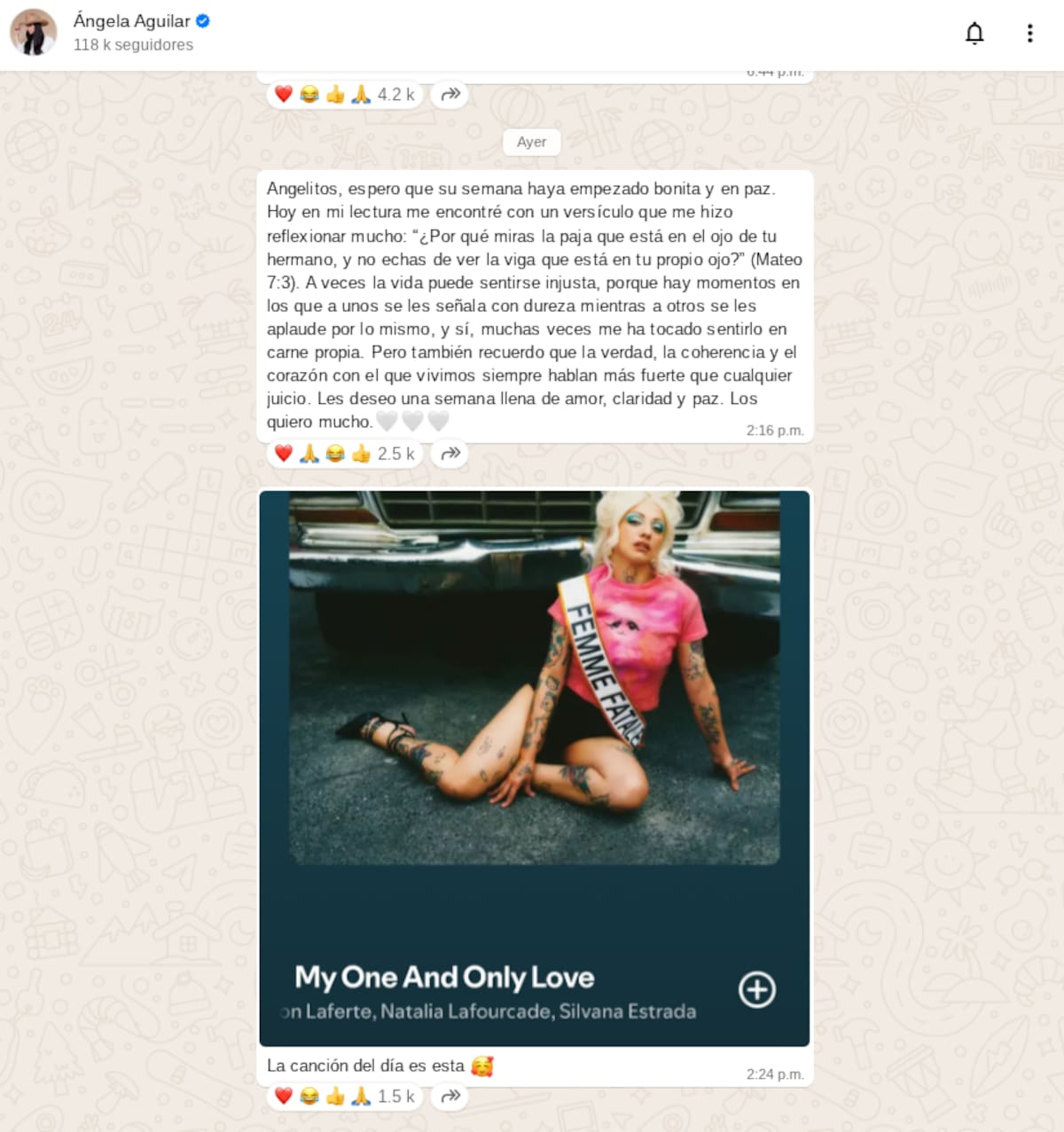 Ángela Aguilar responde al “hate” en redes: cita la Biblia y habla de doble moral tras polémica con Christian Nodal | Captura de pantalla