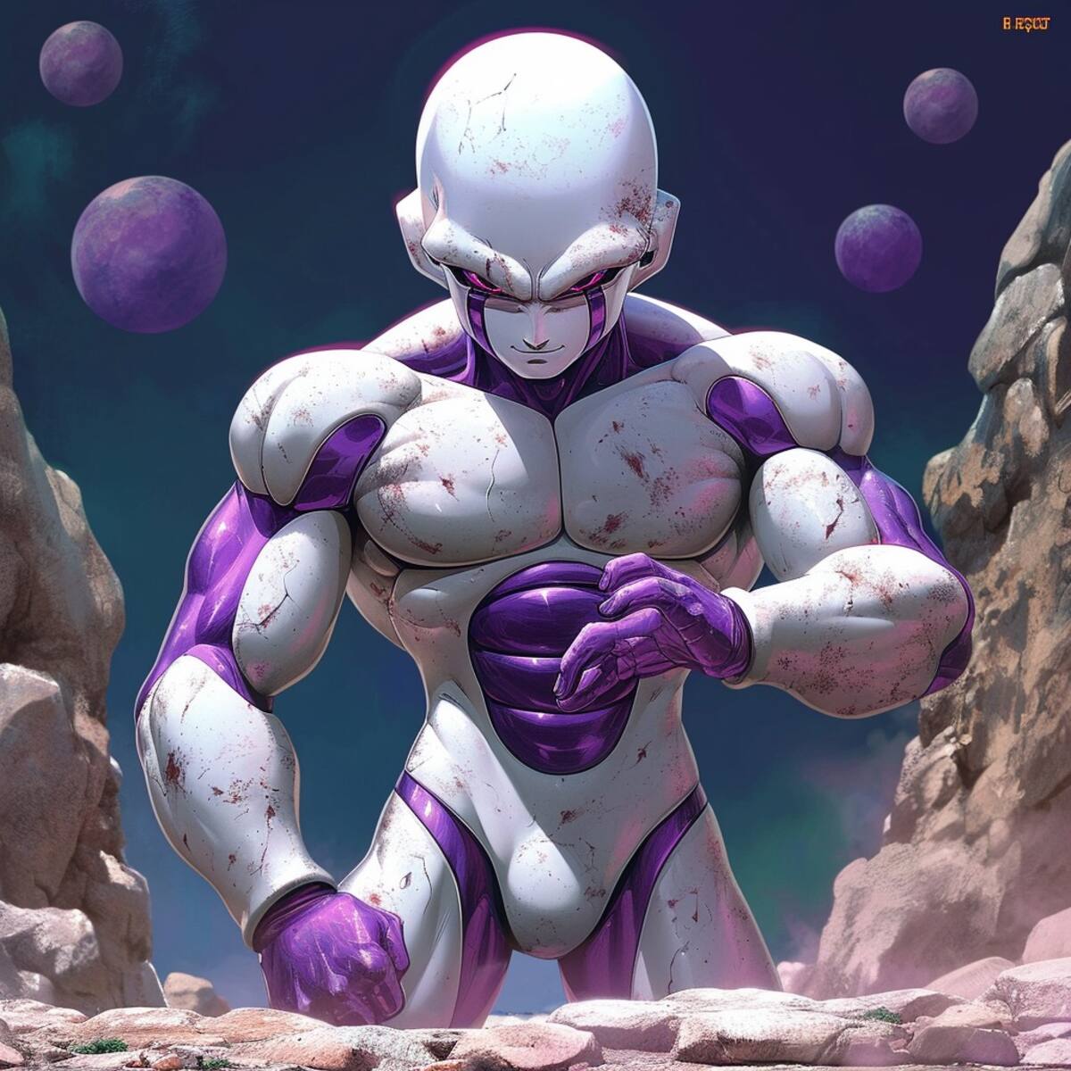 La inteligencia artificial de Midjourney ha imaginado a Freeza de manera única, retratándolo como un musculoso guerrero imponente.