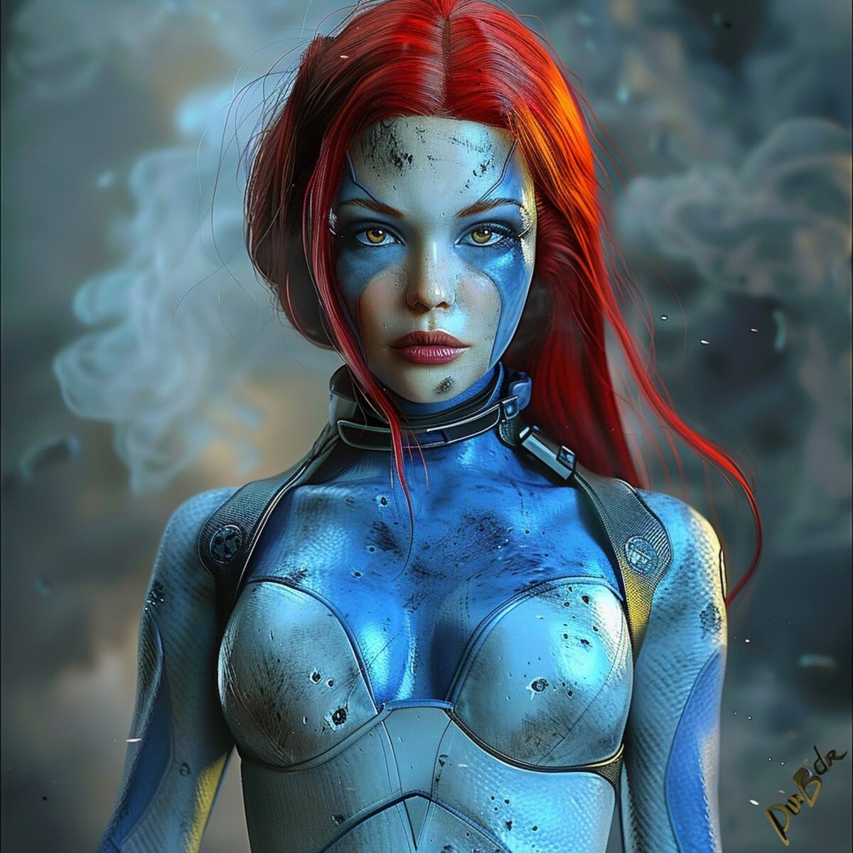 La IA presenta a Mystique como una figura poderosa y atractiva dentro del universo de los X-Men.
