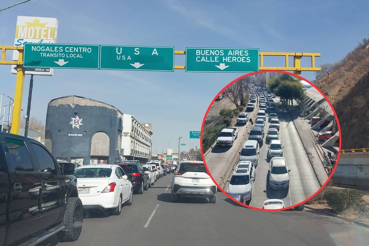 Realizan filas kilométricas en garitas de Nogales durante el fin de semana