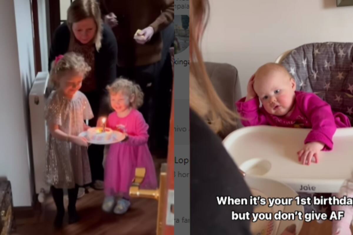 Bebé se vuelve viral por su cara de desinterés cuando le cantan las mañanitas y le llevan pastel