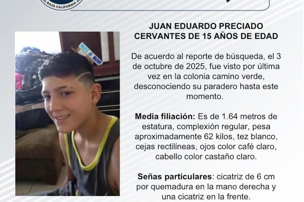 Se busca a Juan Eduardo Preciado Cervantes de 15 años