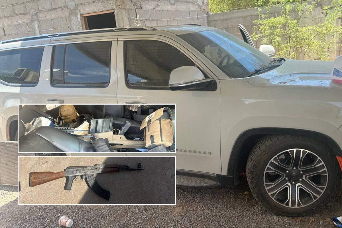 Aseguran vehículos blindados, armamento y explosivos artesanales en Pitiquito