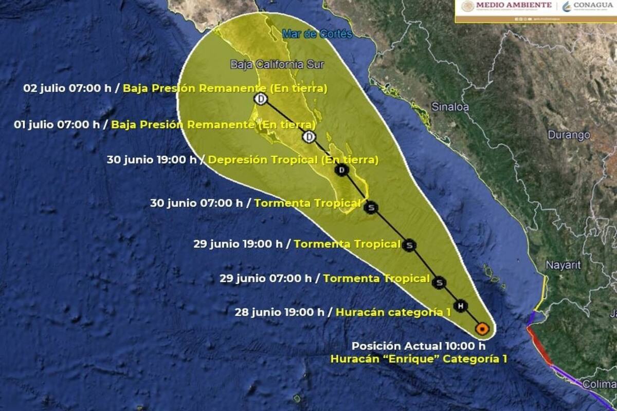Clima en México: Tormenta tropical "Enrique" sigue perdiendo fuerza al desplazarse a Baja California Sur
