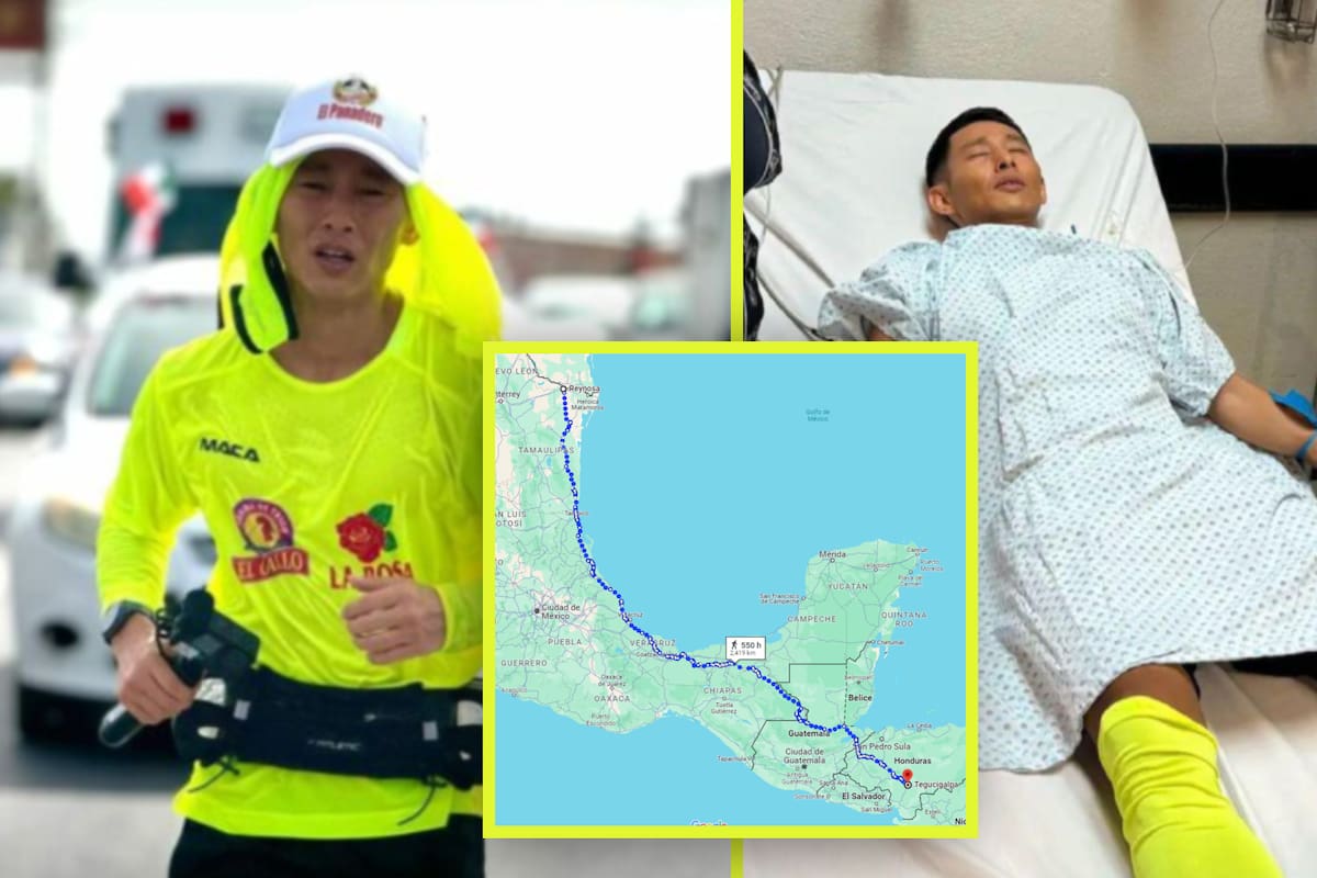 Shin Fujiyama planea correr 3 mil kilómetros desde Tamaulipas hasta Honduras; sufrió un golpe de calor en el primer día